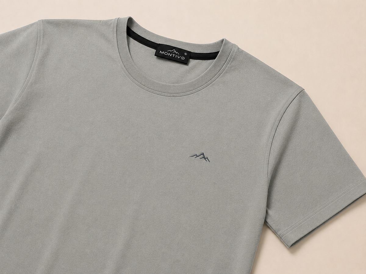 Gray Short Sleeve Round Shirt