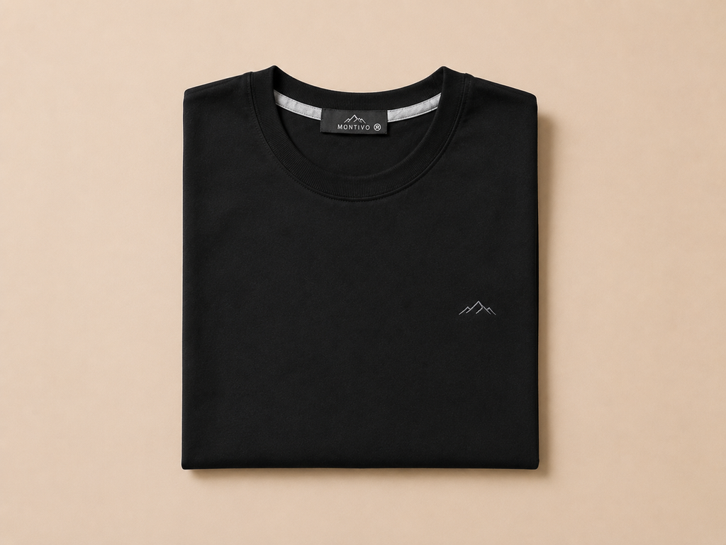 Black Short Sleeve Round Shirt