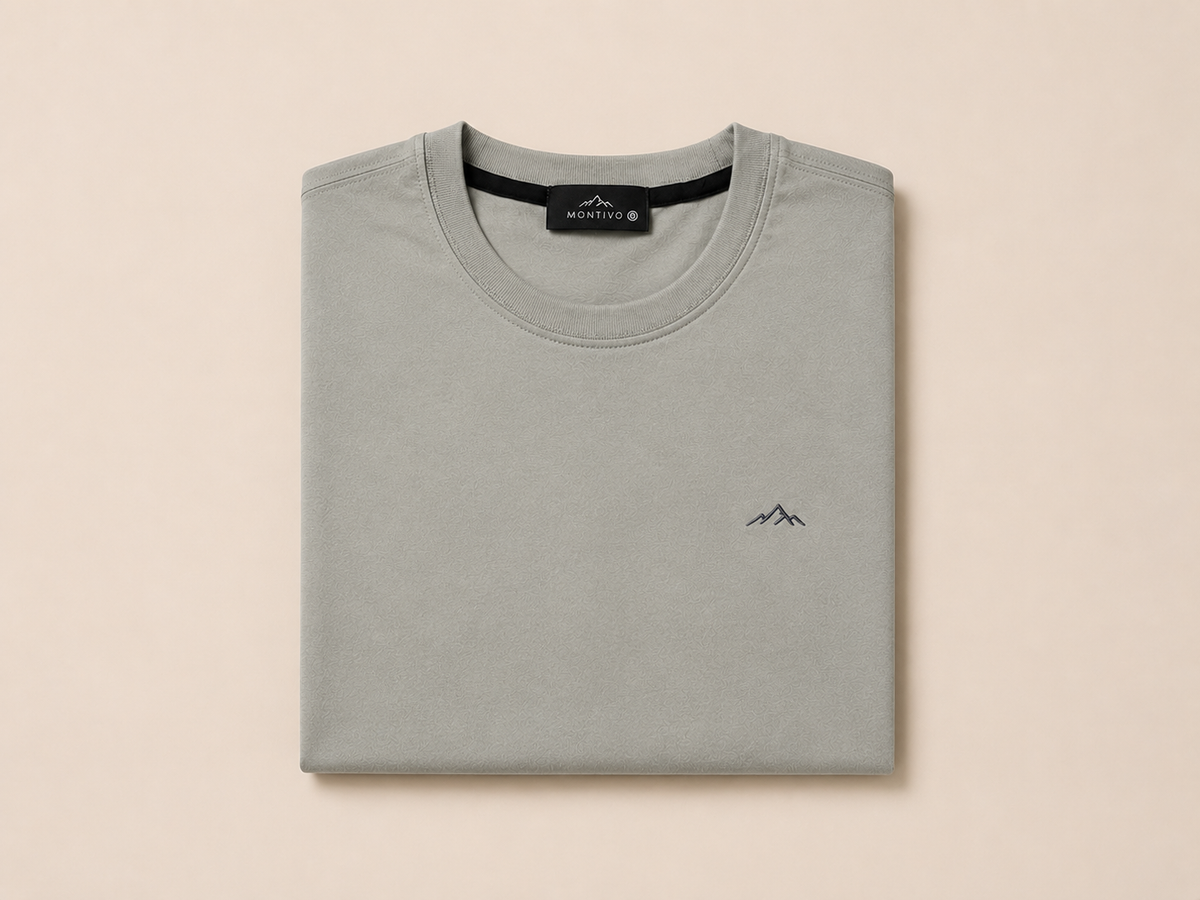Gray Short Sleeve Round Shirt