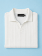 White Knit Polo Shirt
