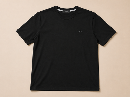 Black Short Sleeve Round Shirt