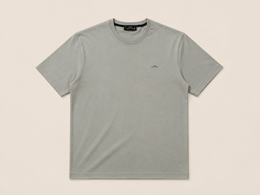 Gray Short Sleeve Round Shirt
