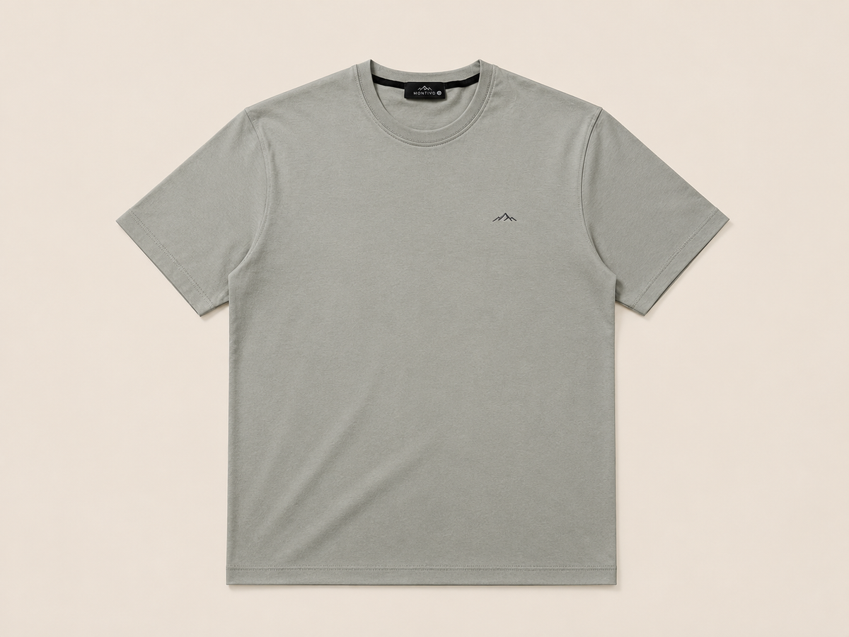 Gray Short Sleeve Round Shirt