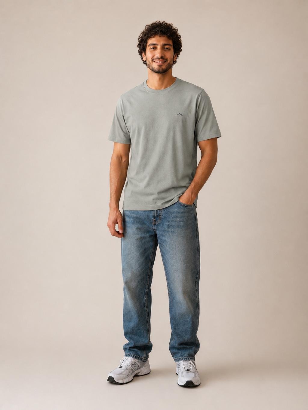 Gray Short Sleeve Round Shirt