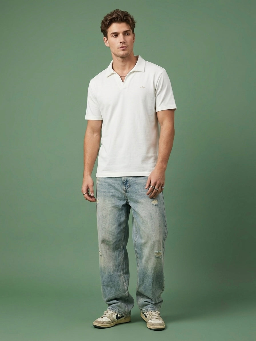 Off White Short Sleeve Polo